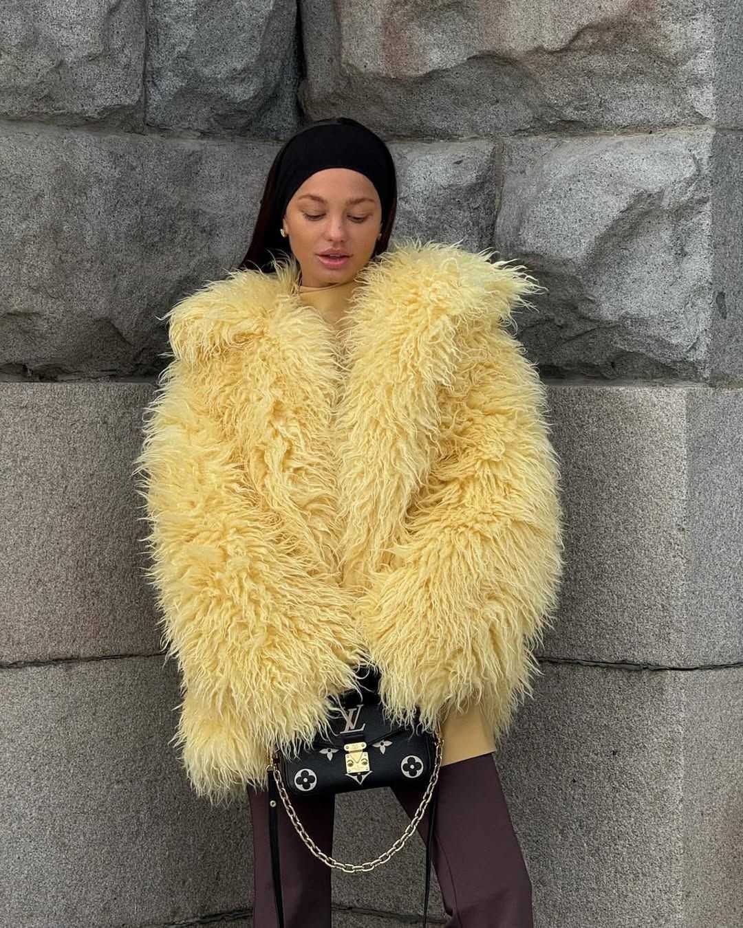 Fur-like plush coat with European style,imitation fur, eco-friendly fur coat for women, oversized outfit top D260922