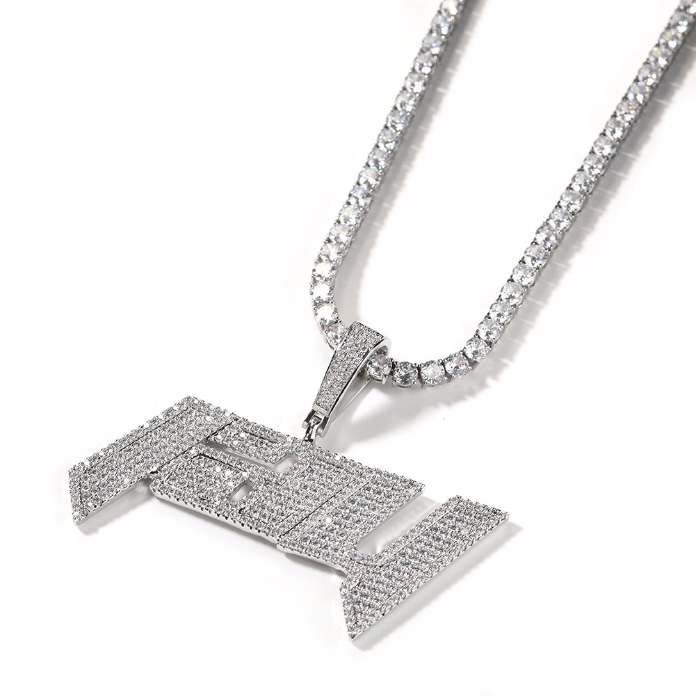 Hip Hop Vintage Cute New Custom Italic Letter Pendant Copper moissanite Unisex Trendy Street HipHop Personality Necklace - view 4