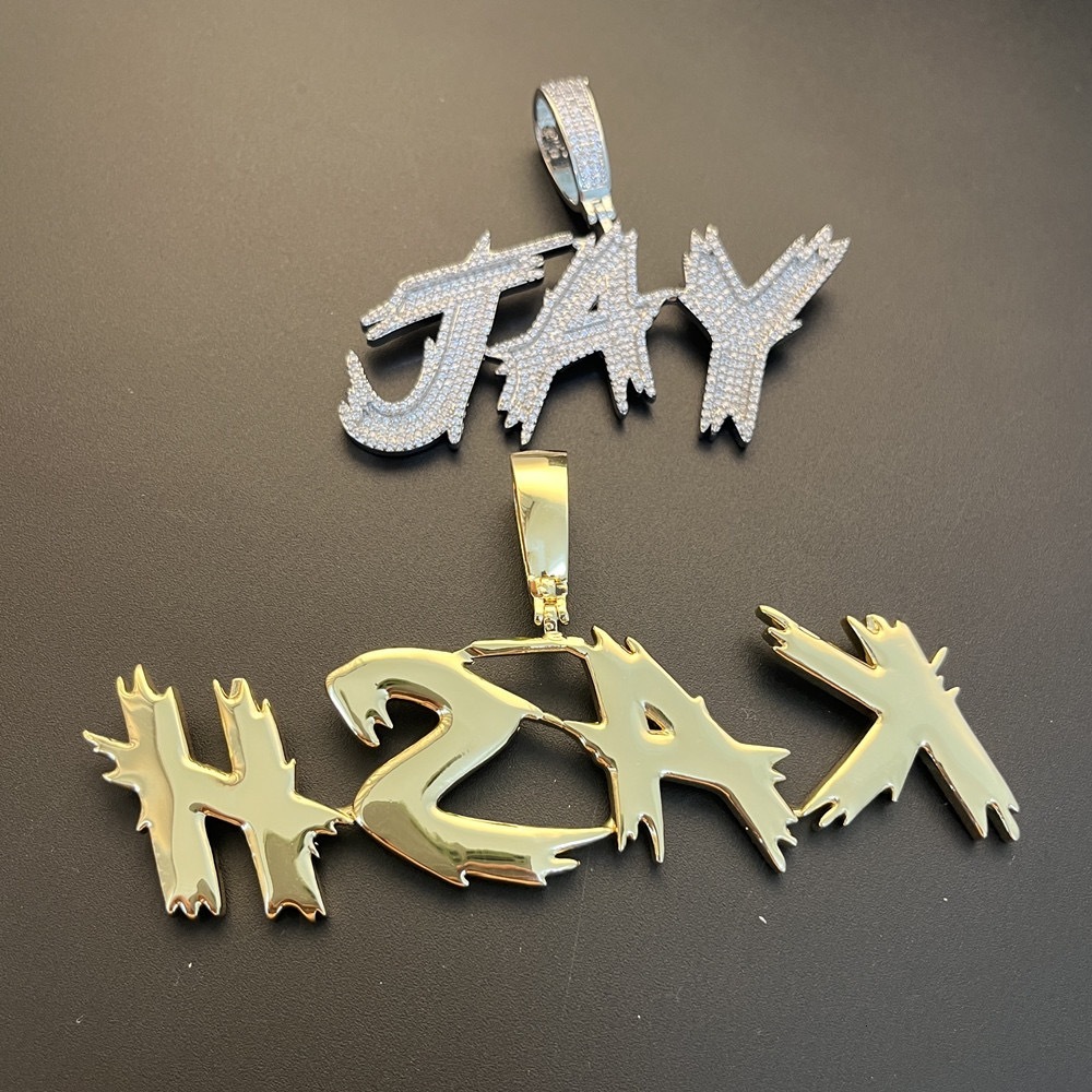 Custom Graffiti Thorn Spike Letter Pendant Men Hip Hop Moissanite Iced 18K Gold S925 Silver Wildstyle Name Necklace Streetwear Custom Jewelry - view 8