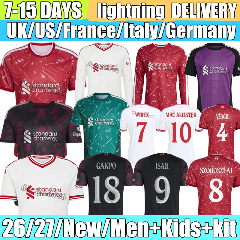 Liverposes 26 27 Ekitike # 22 Wirtz Szoboszlai Frimpong Virgil Maglie Da Calcio B.Barcola # 29 MAC Allister Gakpo Isak Gravenberch Maglia Da Calcio-image