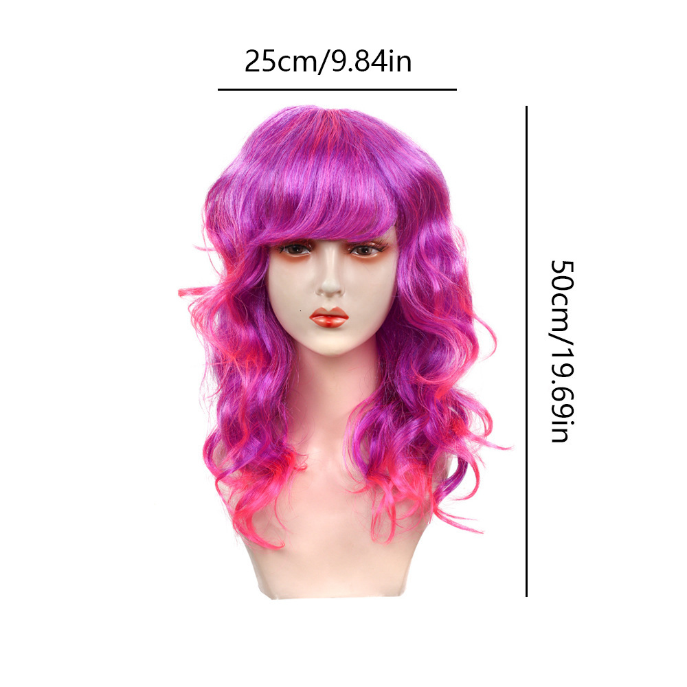 Halloween cosplay wig PurplePink Gradient Wavy Heart Shape - view 5