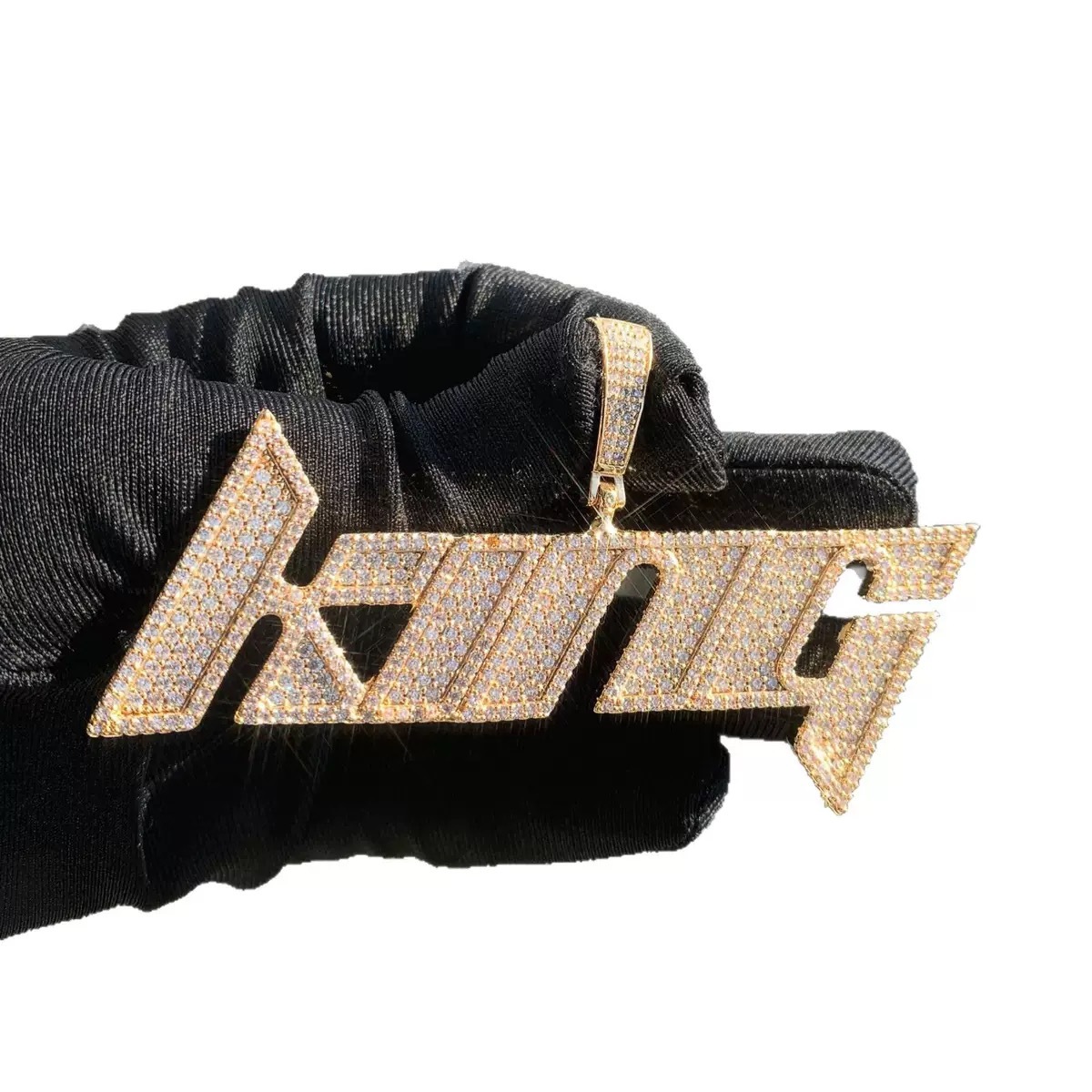 Hip Hop Vintage Cute New Custom Italic Letter Pendant Copper moissanite Unisex Trendy Street HipHop Personality Necklace - view 7
