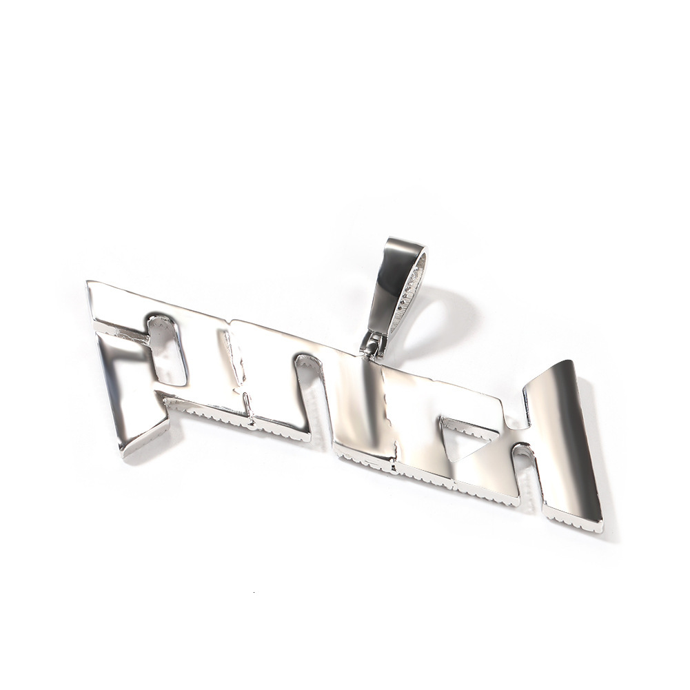 Hip Hop Vintage Cute New Custom Italic Letter Pendant Copper moissanite Unisex Trendy Street HipHop Personality Necklace - view 5