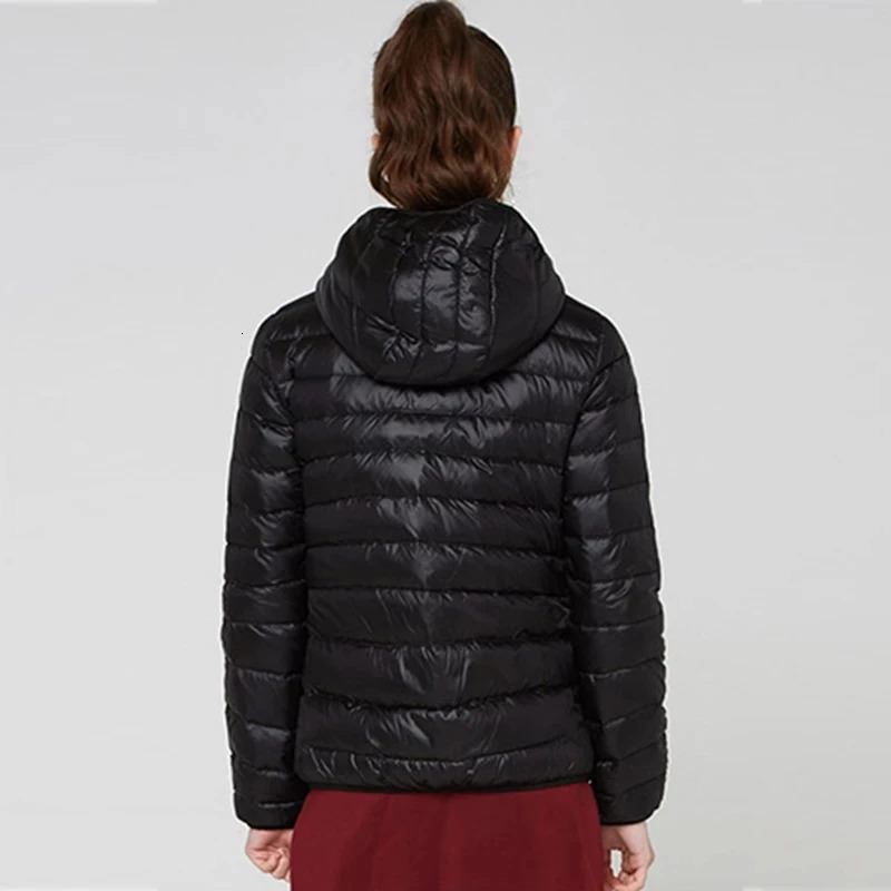 90% Ultralight Thin Down Jacket Women Autumn Winter Slim Short Hooded Warm White Duck Coat Outerwear 260923 - view 4