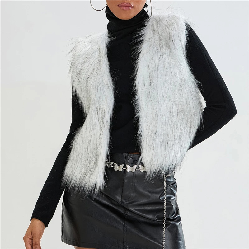 Womens Fur Vest Female Waistcoat Faux Fox Overcoat Winter Jackets Large Size Thickened Warm Sleeveless Outwear Top 260923 - view 6