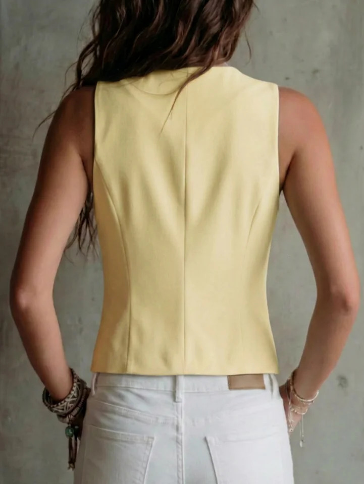 Womens Sleeveless Vest VNeck Button Front Cut Casual Style With Elegant Spring Summer and Fall Routine Suitable for the Office 260923 - view 3