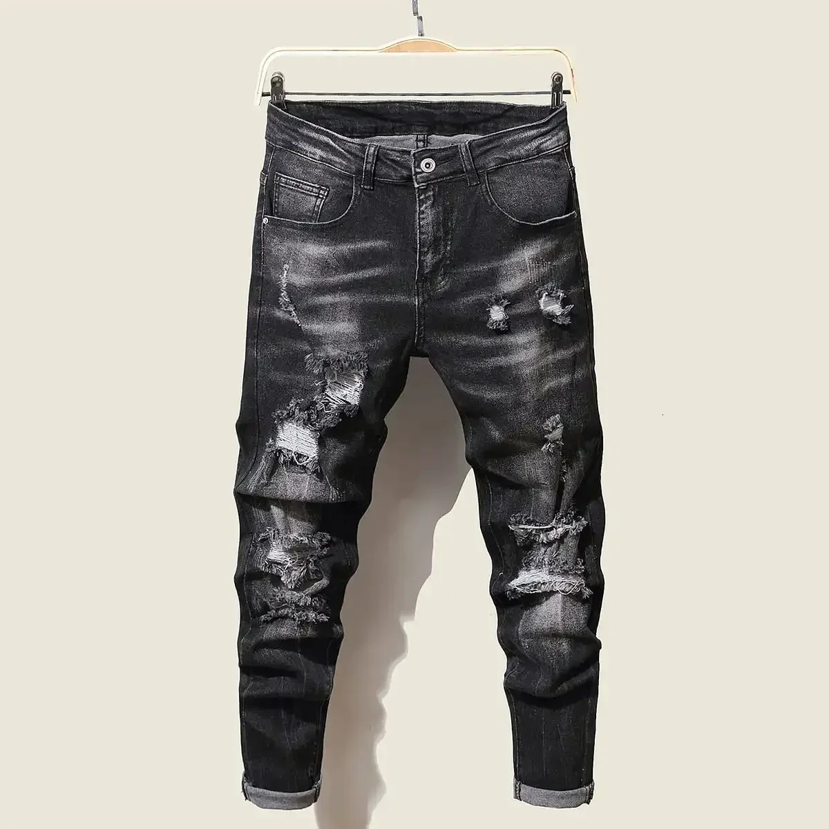 Fashion Men's Jeans Pants Stretch Blue Skinny Jeans For Men Casual Slim Fit Denim Pants Korean Style Male Trousers Jeans 260921 - view 5