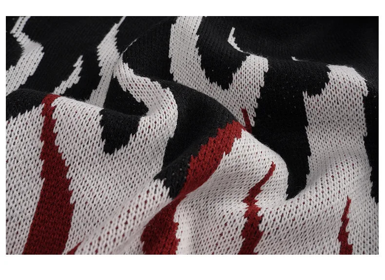 Autumn American Street Trendy Personality Flame Yarn Weaving Round Neck Loose Knitted Shirt Men's Trendy Sweater 260921 - view 4