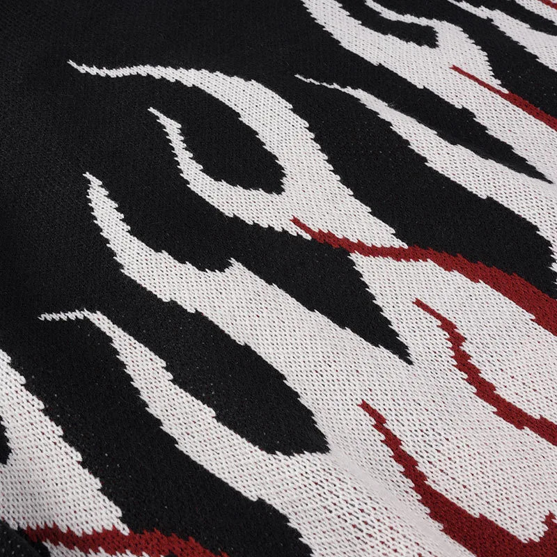 Autumn American Street Trendy Personality Flame Yarn Weaving Round Neck Loose Knitted Shirt Men's Trendy Sweater 260921 - view 5
