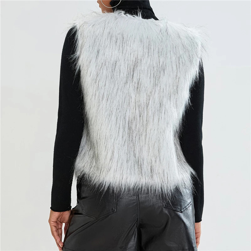 Womens Fur Vest Female Waistcoat Faux Fox Overcoat Winter Jackets Large Size Thickened Warm Sleeveless Outwear Top 260923 - view 7