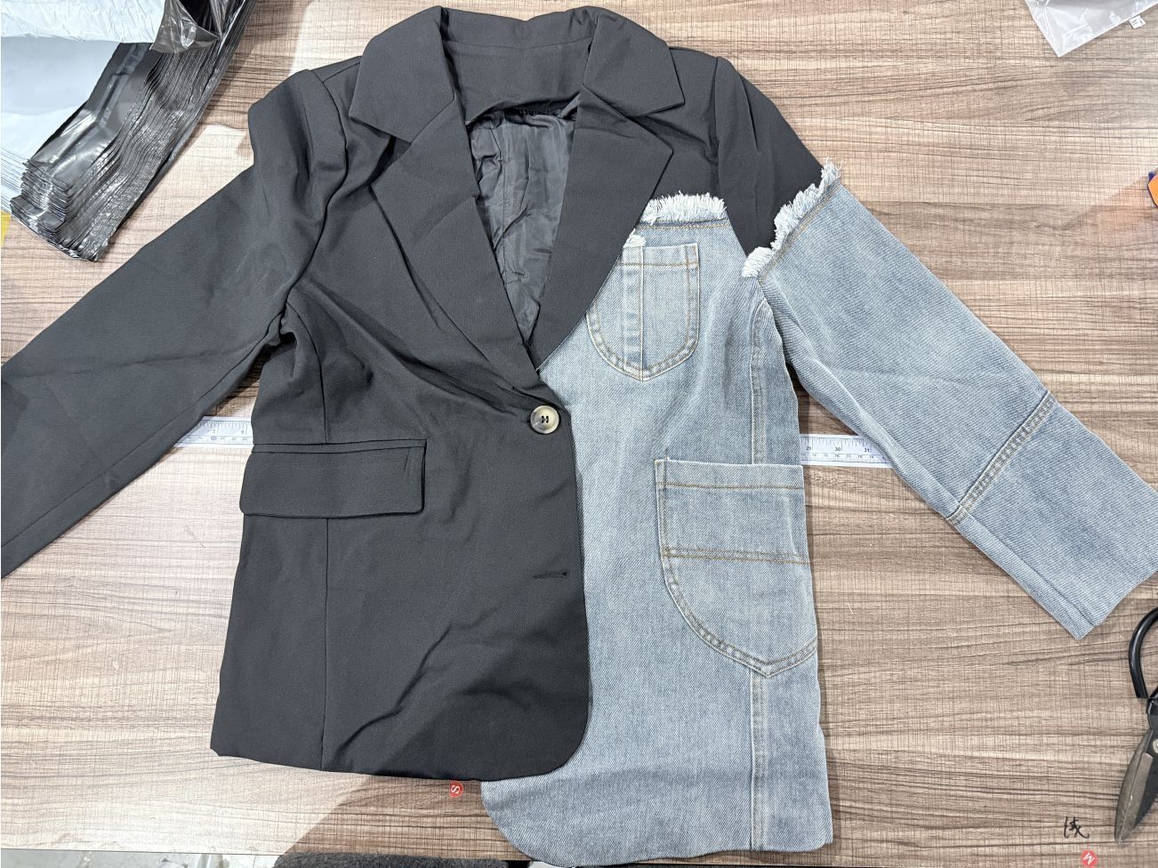 Korean Style Irregular Denim Patchwork Blazer 2025 Spring New Fashion High-end Sense Personality Casual Loose Suit 201201 - view 8