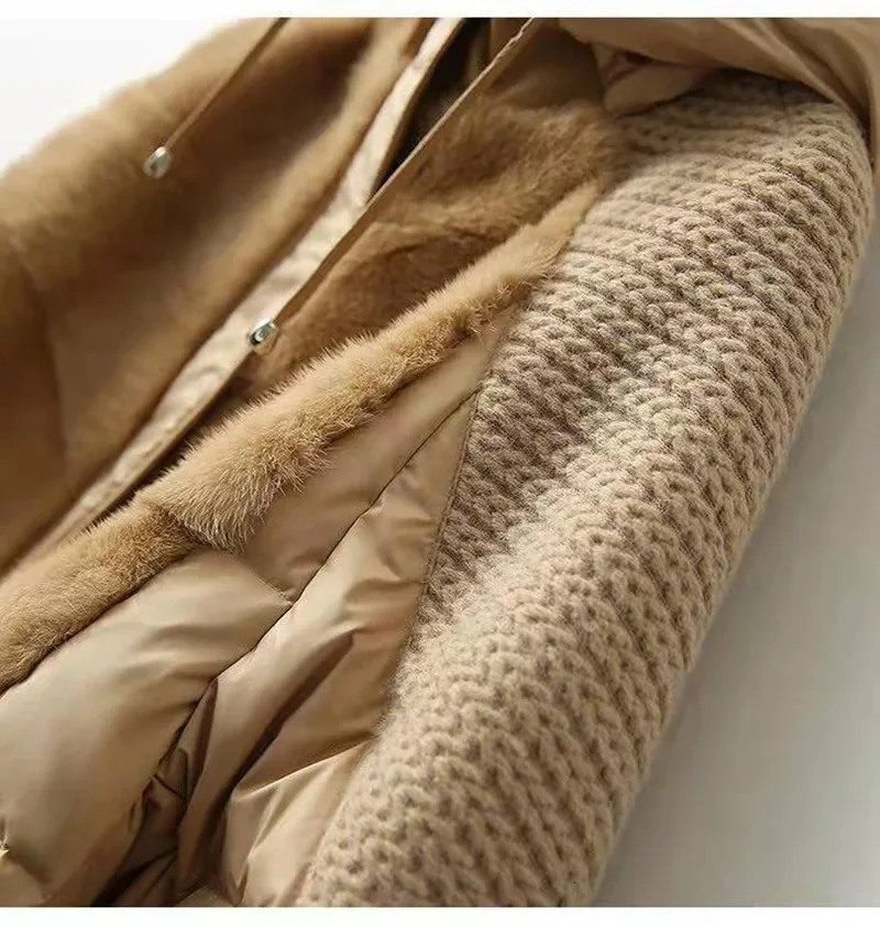 Winter Hooded Parker Female Loose Down Jacket Women Knitting Patchwork Warm Coat Cotton Padded Outerwear 260923 - view 7