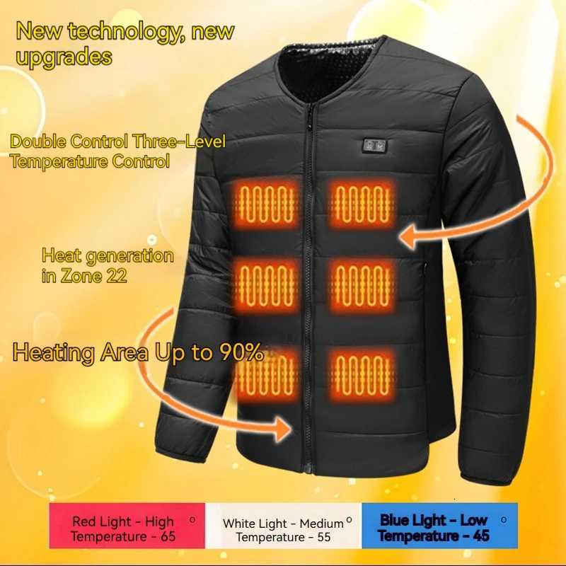 Winter Outdoor Jackets Hoodies 2025 New Dual-Control Zone 22 Smart Heated Cotton Jacket Electric Heated Vest for Men N260924