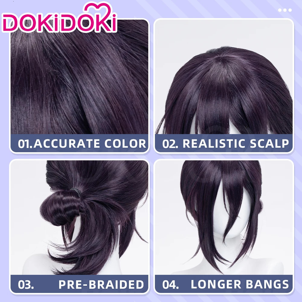 IN STOCK Rezee Wig Anime Cosplay DokiDoki Women 35cm Purple Hair Rezee Cosplay Halloween Demon Free Wig Cap 260924 - view 4