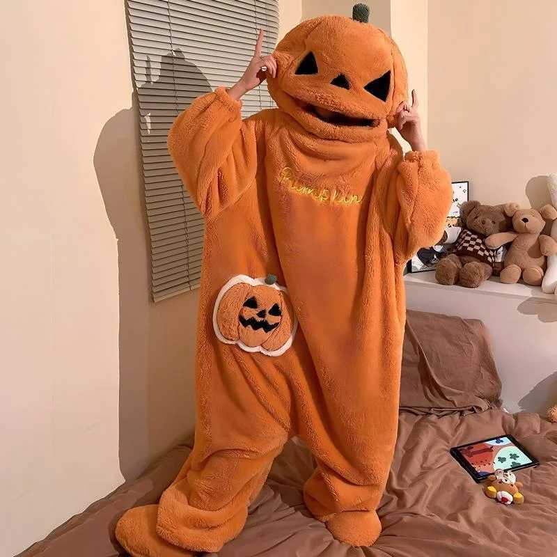 Lounge Women's Sleep Hot Funny Cute Halloween Pumpkin Onesie Pajamas Plush Hooded Pajamas for Men Women Autumn Winter Pajamas Sleepwear Loungewea - view 7