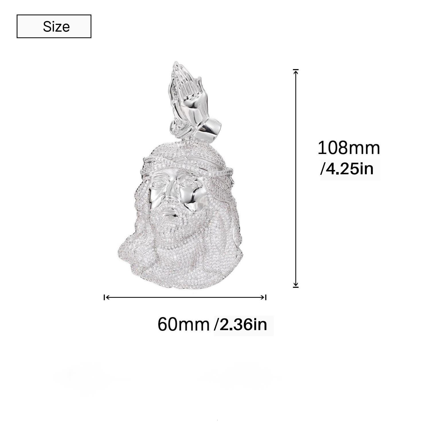 New Full Moissanite Iced Out Jesus Head Pendant Necklace for Men Hip Hop Fashion Jewelry 18K Gold Plated Streetwear Accessory Wholesale - view 3