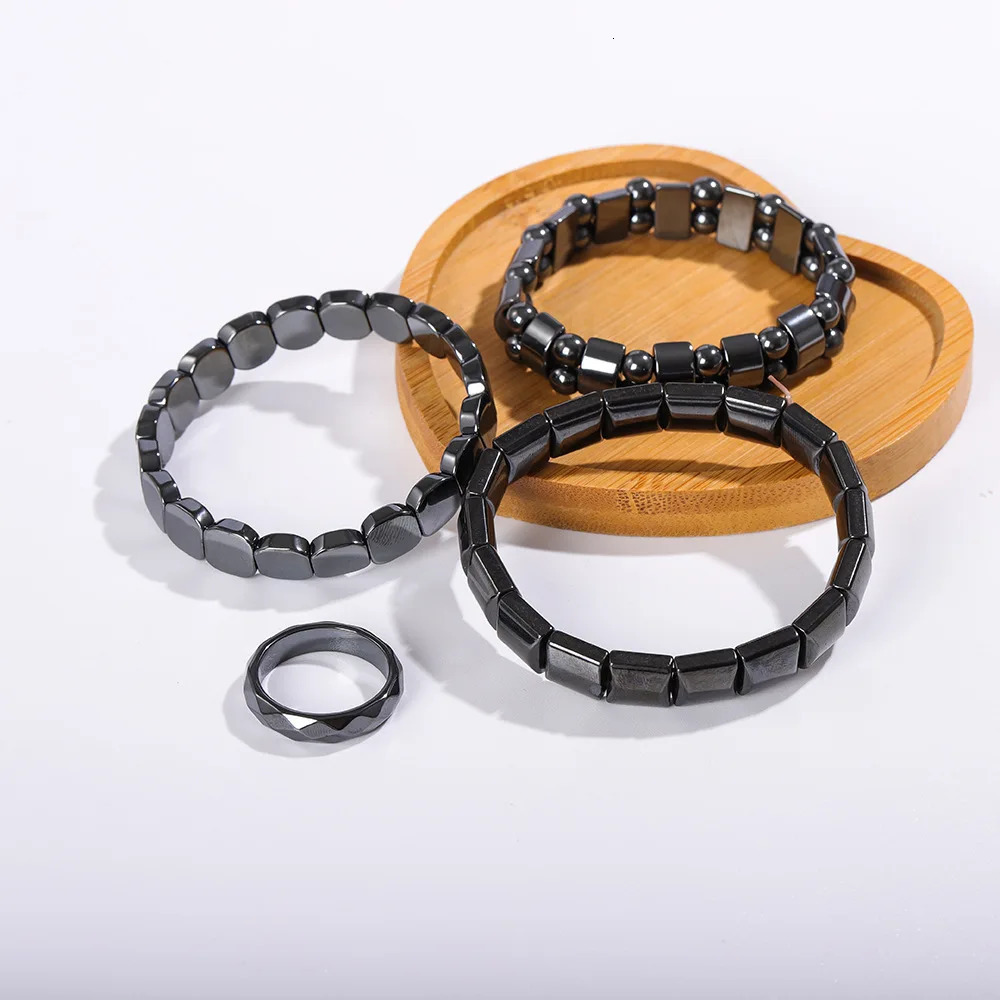 Hematite Bracelet for Men Women Stretch Round Bead Stone Bracelets Unisex Jewelry Gifts 260924