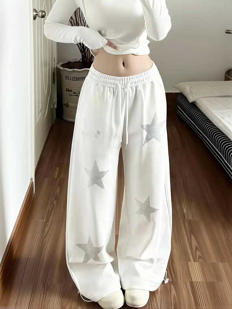 Men's Pants Star Rhinestone dr1 Hip Hop Sweatpants Men Baggy Wide Leg Casual Cotton Trousers Y2K Wide leg Sport Pants Streetwear D260924 - view 7