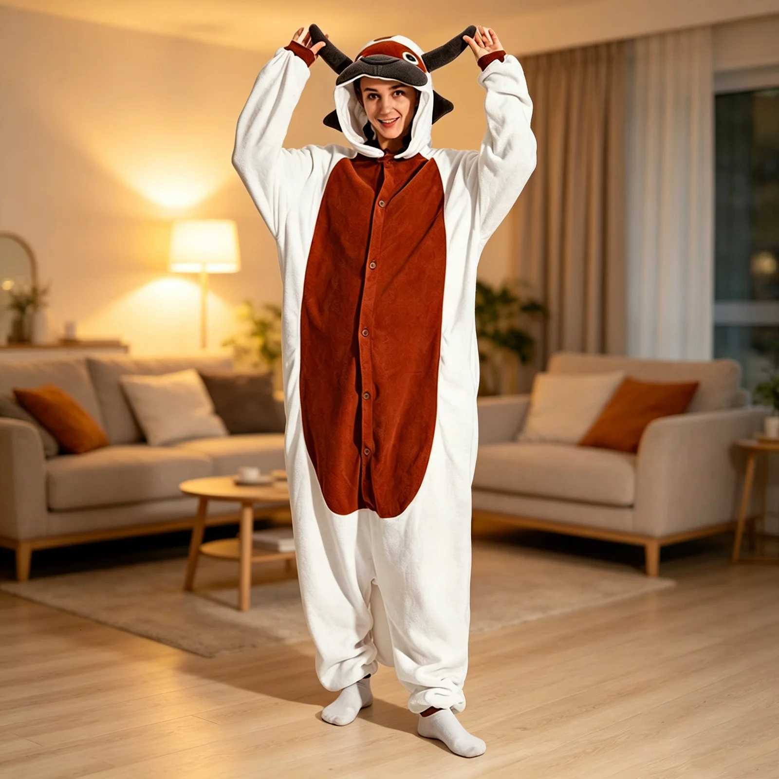 Sleep Lounge Women's Adult Animal Kigurumi Onesie Hooded Fleece Cartoon Animal Pajamas One Piece Jumpsuit Halloween Cosplay Sleepwear Home Lounge - view 4