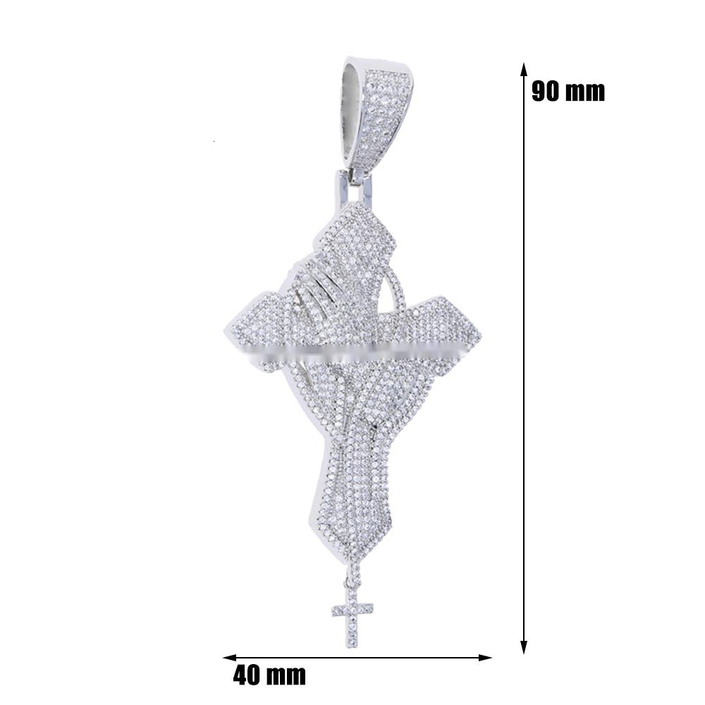 Hip-hop Style Prayer Pendant plated Made of silver Set with Grade Moissanite and Full Diamonds Unisex Hip-hop Style. - view 5