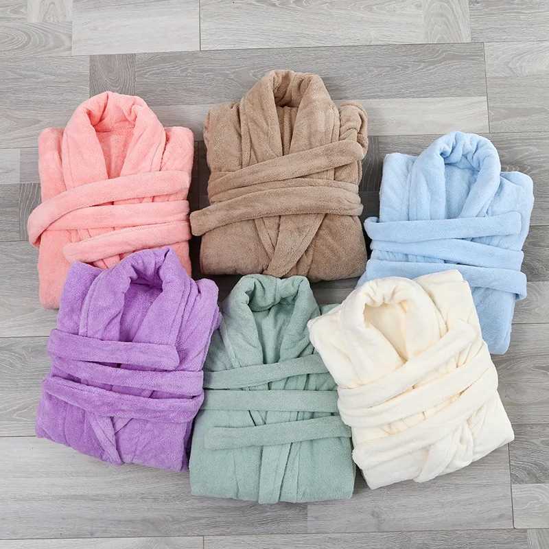Lounge Women's Sleep Coral Fleece Bathrobe Couple Long Sleeve Robe Thickened Soft Absorbent Home Pajamas Couple StyleC260924 - view 4