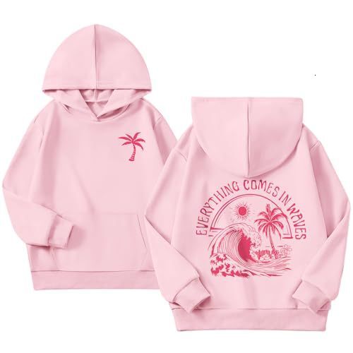 hot selling POD custom California-style wave-print hoodie with palm tree design, loose-fitting street casual pullover - view 3