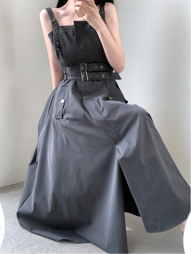 Retro Personalized Double Belt Design Halter Women's Summer 2026 New Waist Cinching Vest Long Dress Korean Style A-Line... - view 5