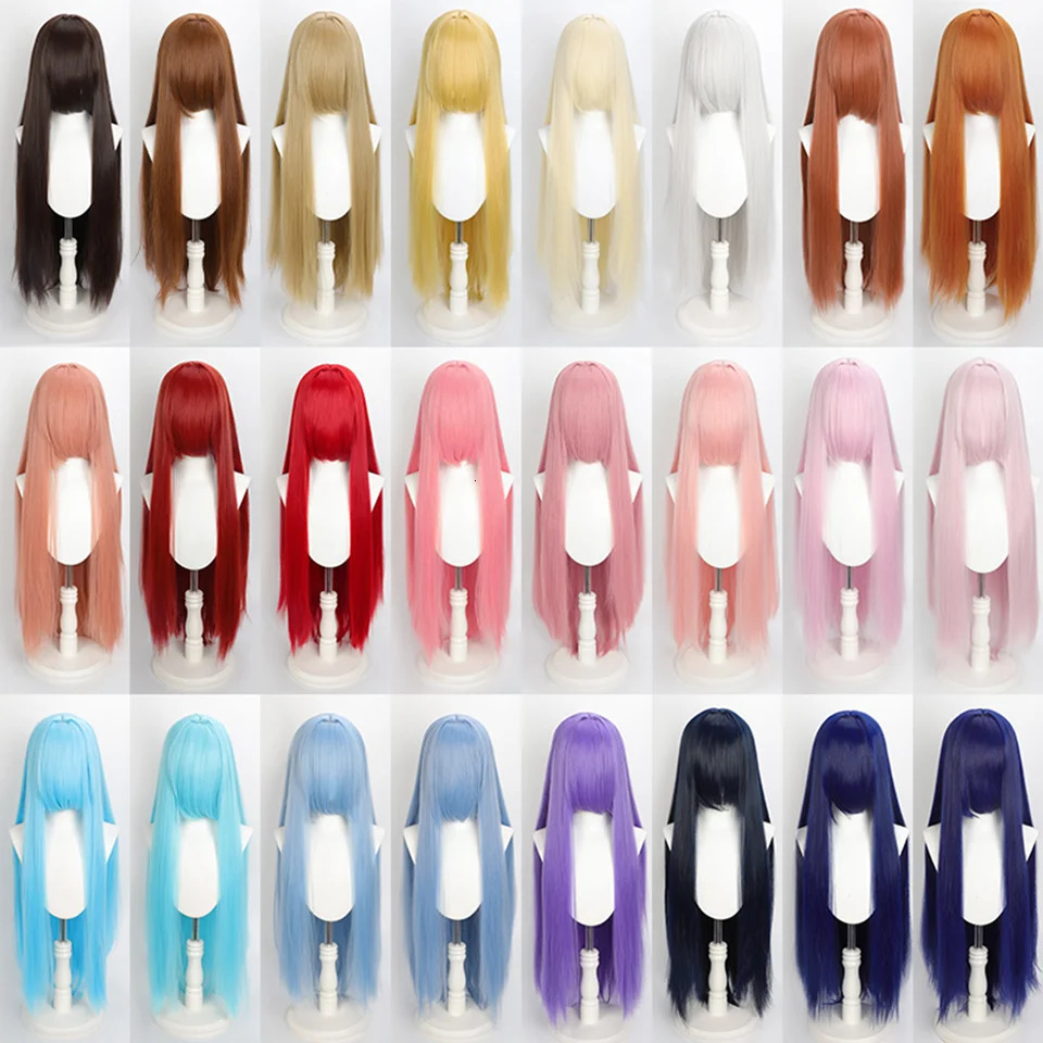 100cm Colourful Wig Long Staight Cosplay Anime Costume Party Wigs Synthetic Heat Resistant Wig 260922