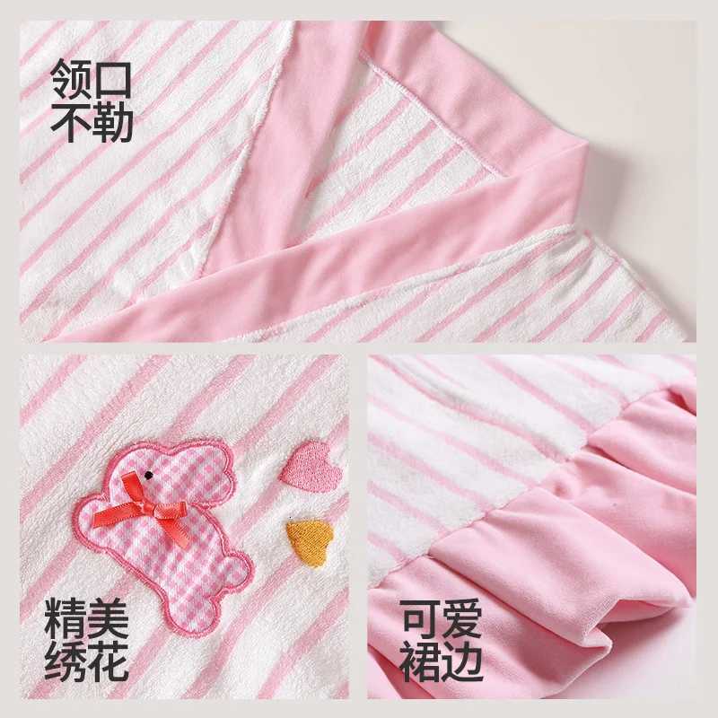 Lounge Women's Sleep New Women's Bath Robe Coral Fleece Autumn/Winter Strapless Robe with Cartoon Embroidery Tube Top Style Adult Home Bathr - view 5