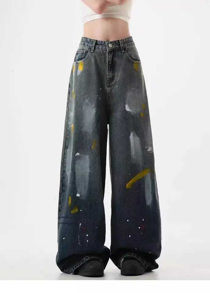 Men's Jeans Men's High Street Vintage Loose Wide Leg Long Pants Trendy Graffiti Straight Leg Trousers y2k American Denim Jeans Man clothes H - view 7