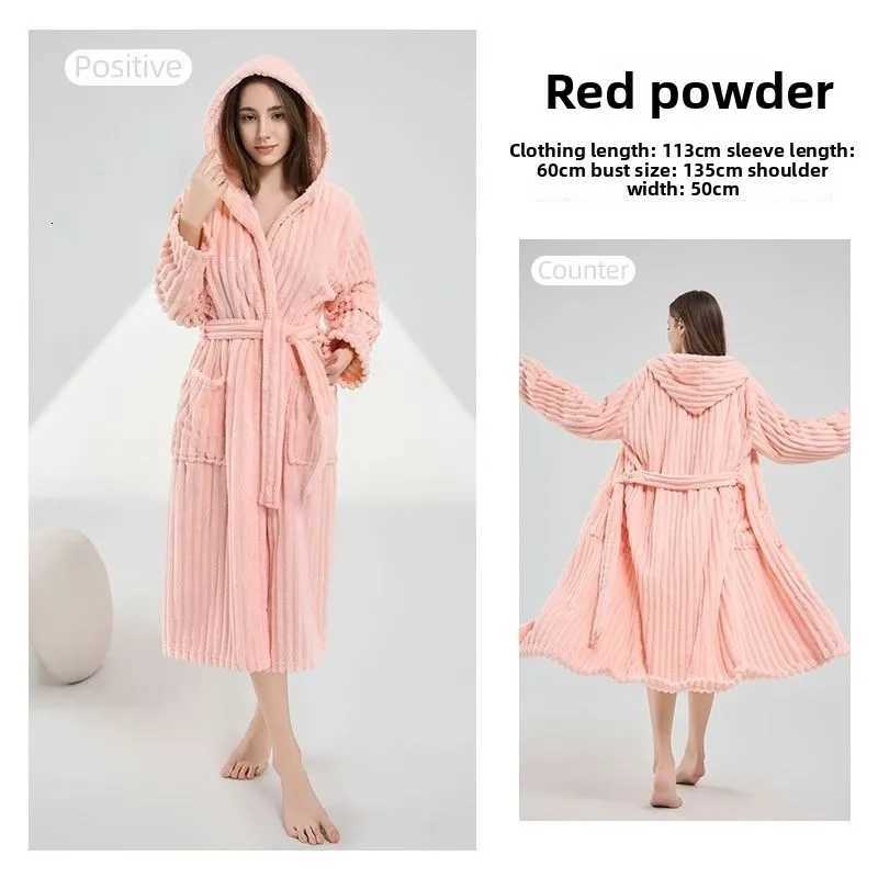 Sleep Lounge Women's Plus Size Warm Winter Women Hooded Bathrobe Candy Bar Coral Fleece Nightgown Absorbent Quick Drying Breathable Skin Friendly - view 3