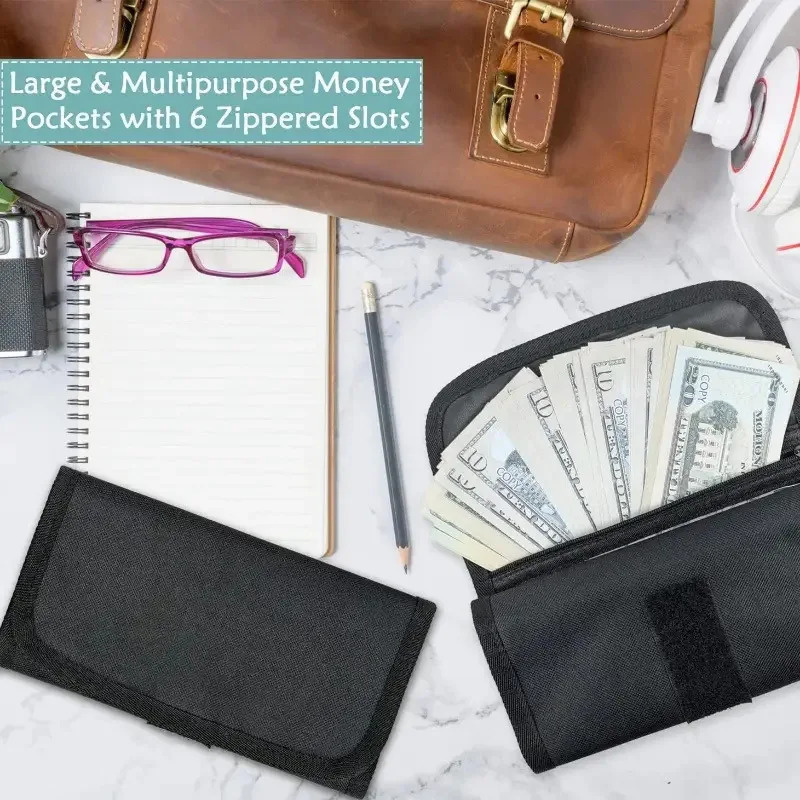 Cash Storage Box with 6 Zippered Pockets Cash Ticket Storage Box Envelope Wallet Money Bag 260924 - view 7