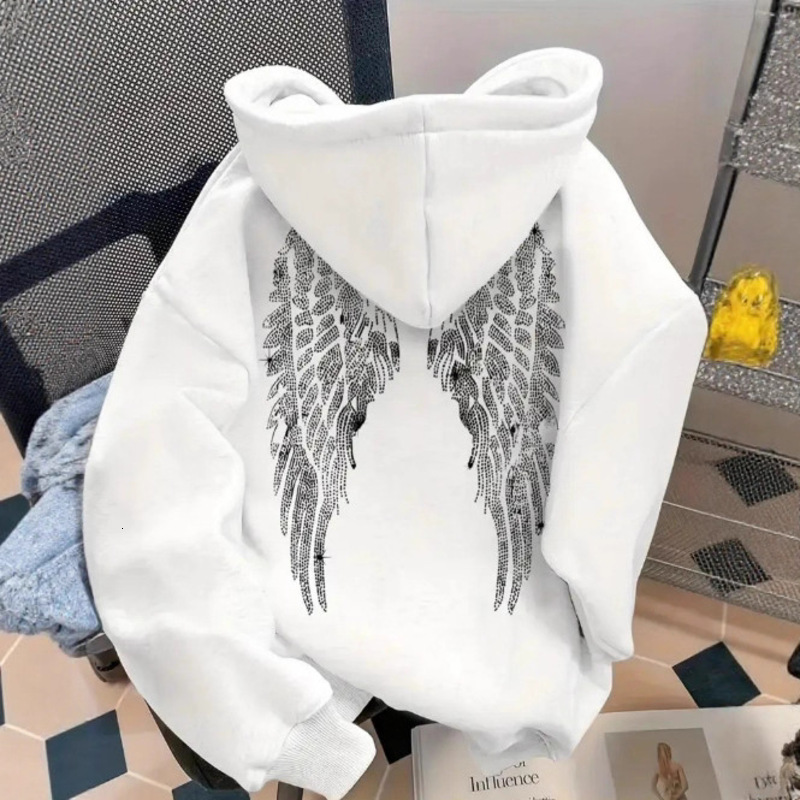 2026 new Trend: Simple Design Wing Print Sweatshirt, Casual Loose Pullover Jacket - view 5