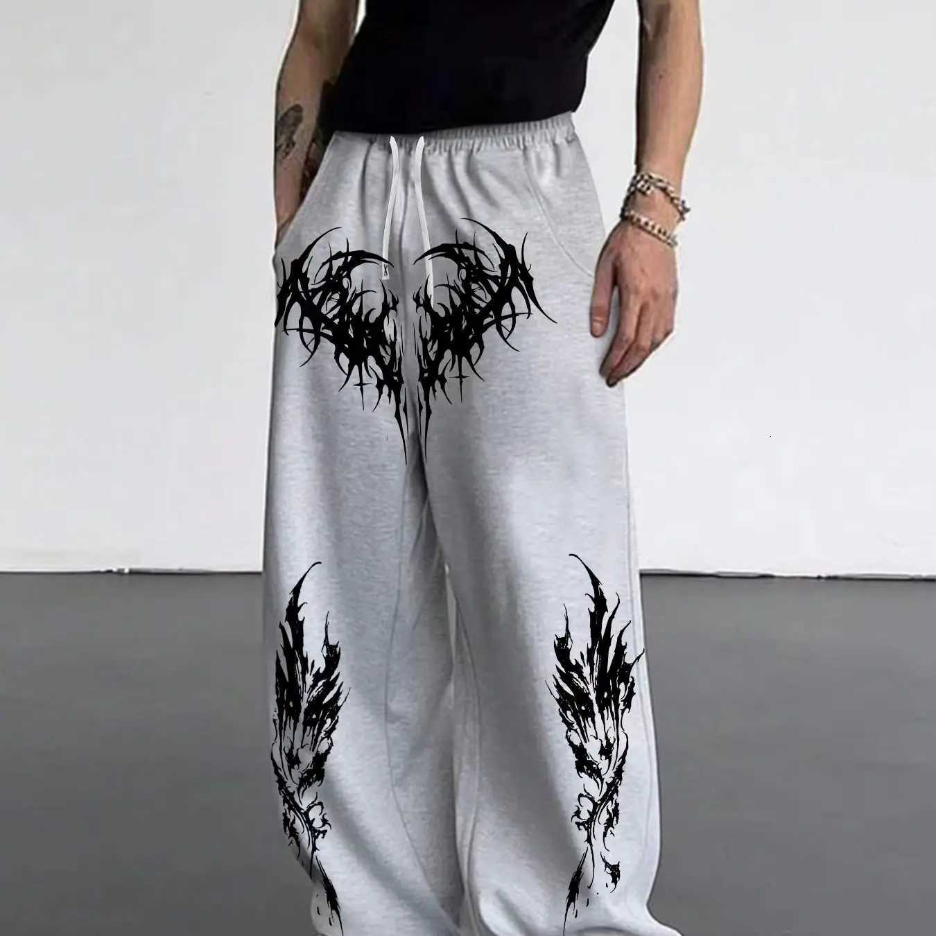 Men's Pants Gothic dark style men's casual sports jogging pants fashion trend sports long wide leg pants men clothing baggy pants D260924 - view 4