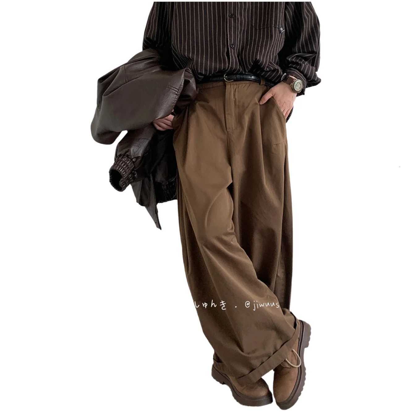 Men's Pants Japanese Style High Waist Wide Leg Pants Men's Autumn Winter Drapey Straight Cut Loose Casual Long Trousers Vintage D260924 - view 7