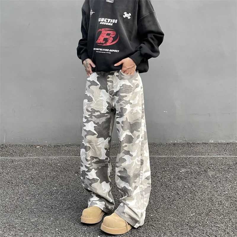 Men's Jeans New Casual Cleanfit Straight Flared Jean For Men Y2K Streetwear Camouflage Baggy Jeans Hip Hop Fashion Distressed Denim Pants H260924 - view 7