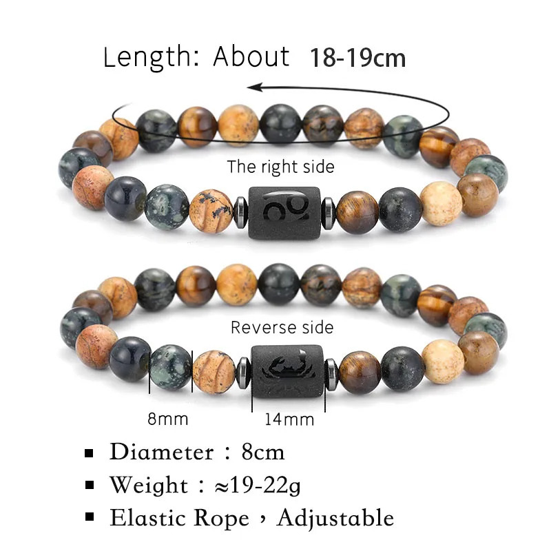 12 Zodiac Bracelets Natural Stone Cancer Virgo Leo Libra Bracelet Couples Friendship Gifts Bracelets Jewelry Pulsera Hombre 260924 - view 3