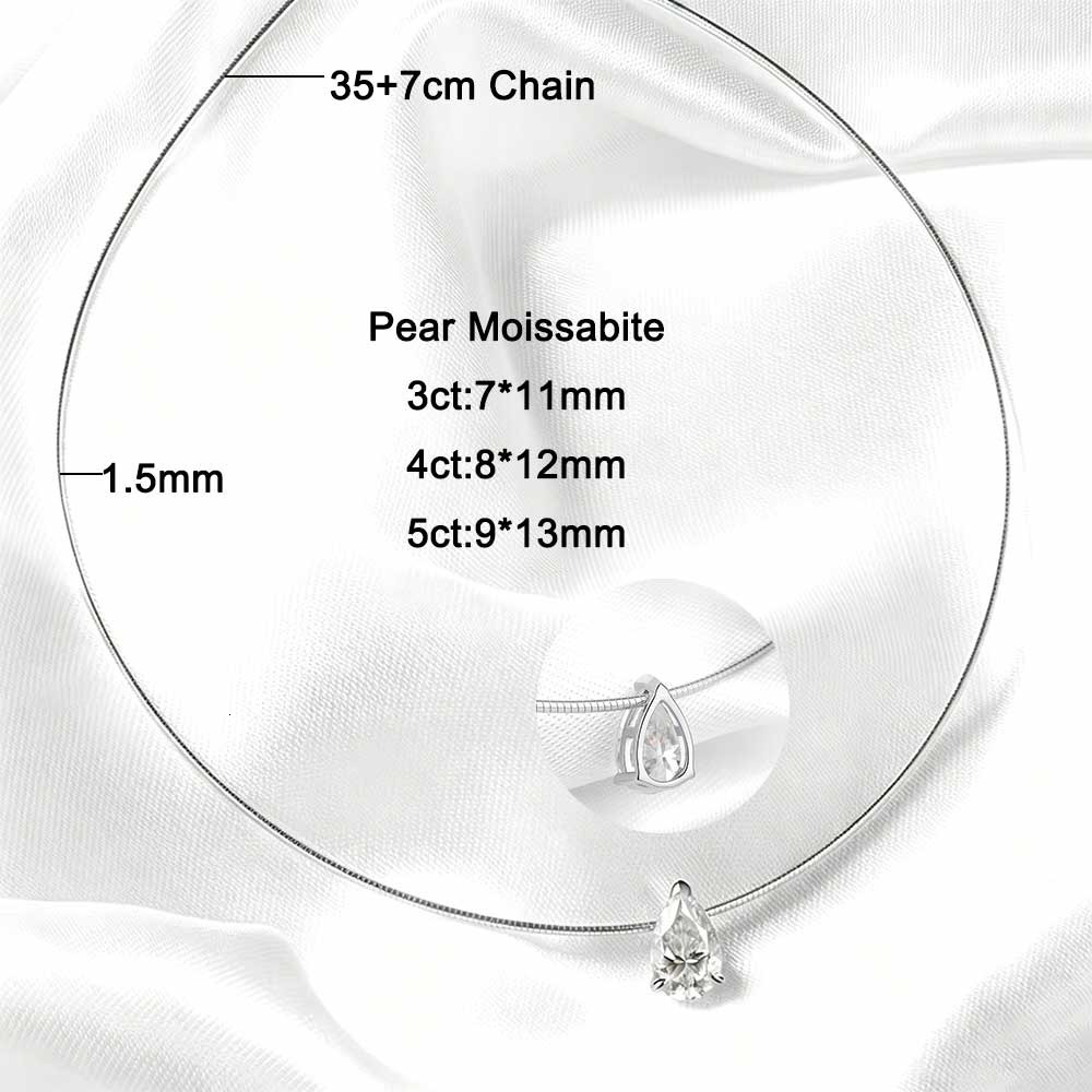 3/4/5CT Waterdrop Moissanite Pendants Necklace 925 Sterling Silver Collar Chain Pear Cut Solitaire Diamond Choker Women Jewelry - view 6