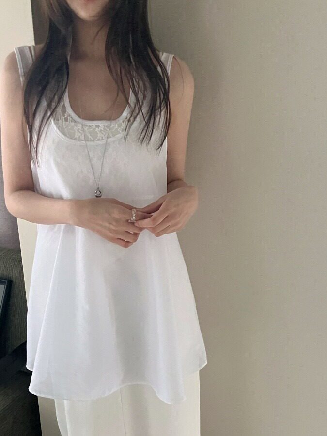 Korean Style Summer New Gentle Pure Color Mesh Layered Wearable Women's Vest Dress Short Skirt Soft Medium Thickness - view 6