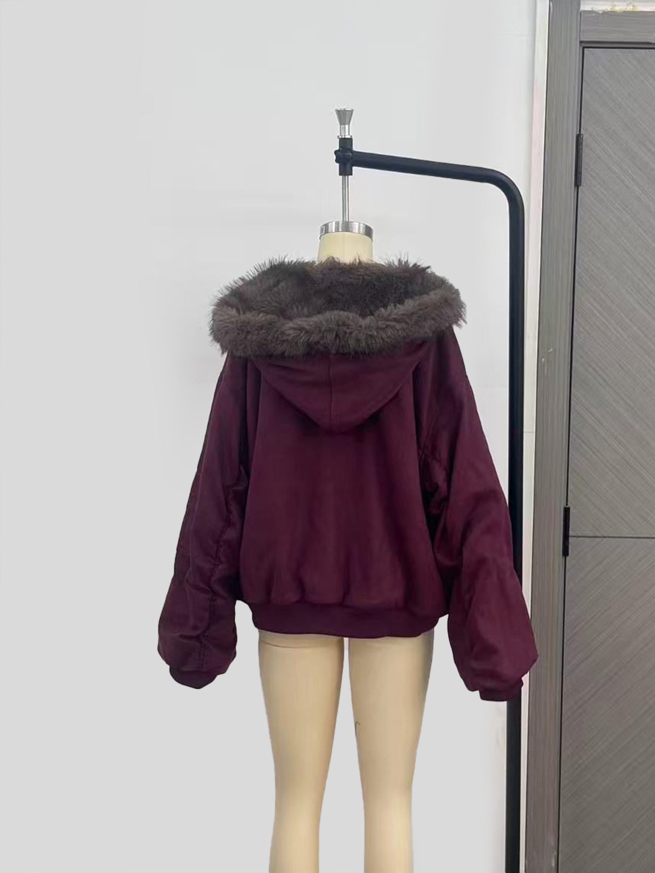 European and American cross-border e-commerce bestseller: ice blue dyed, pointed-toe, mountain-style suede hooded for women, reversible faux fur jacke - view 8