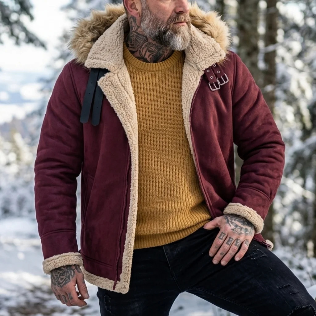 2026 Men's Faux Suede Fur Fleece Hooded Jacket Warm Casual Hiking Coat S5XL Outdoor Winter Outerwear Soft Man's Jackets 260922 - view 6