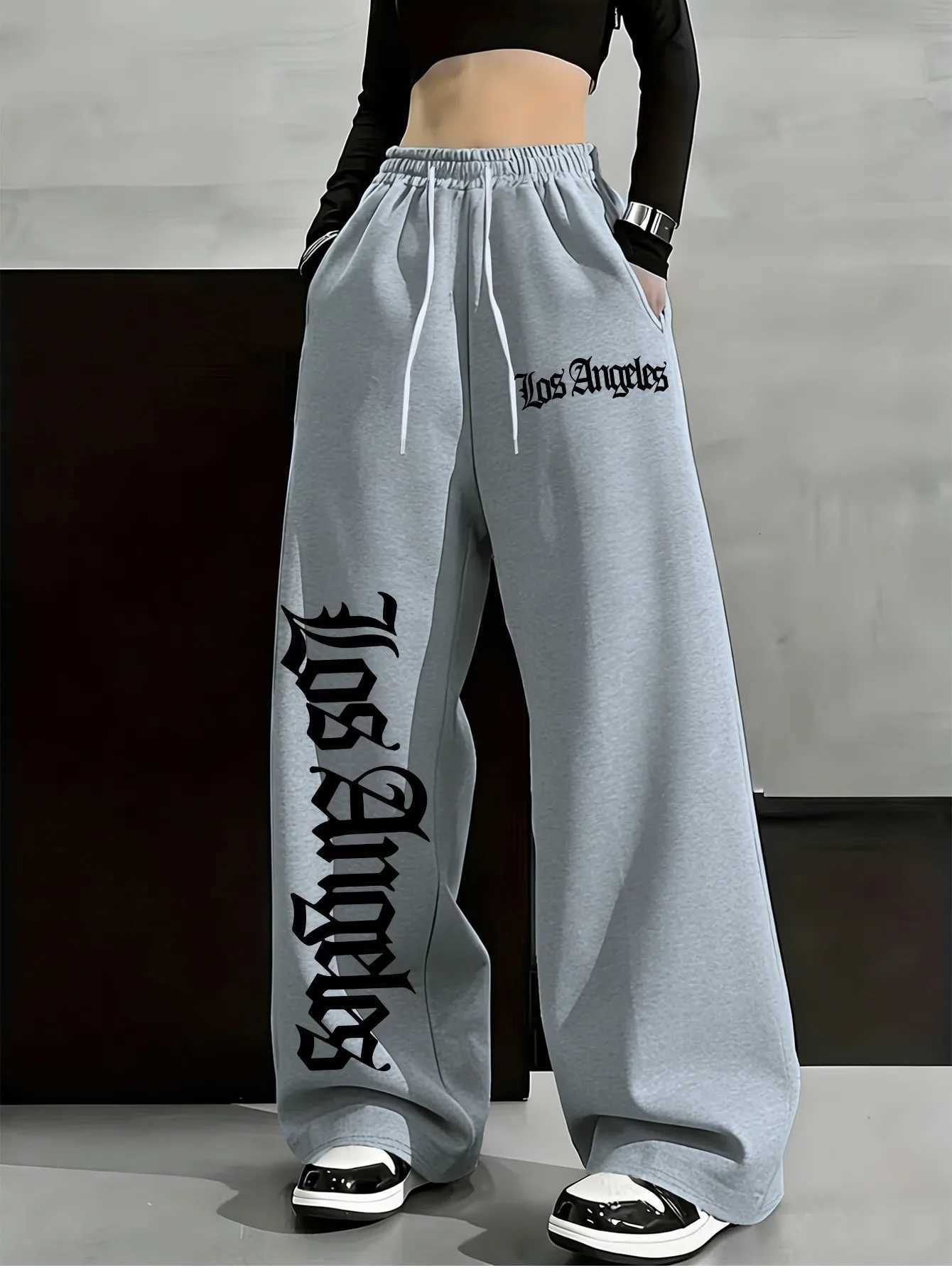 Men's Pants Women'ss Letter Print Jogger Pants Casual Loose Fit dr1 Waist Black White Spring Summer Perfect Fit D260924 - view 4