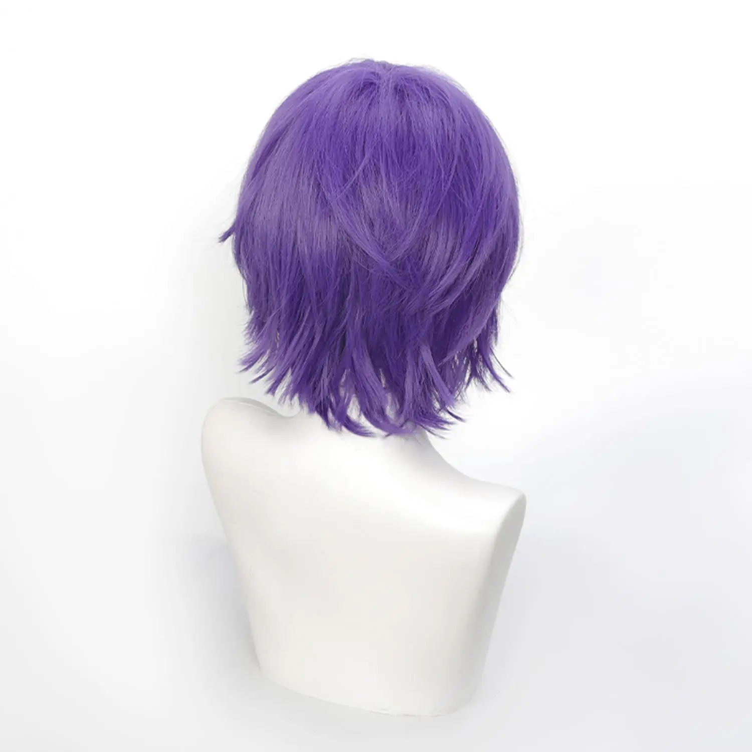 Short Cosplay Wigs 12 Inch Blue purple Short Wavy Bob Hair with Bang Spiky Anime Hair Cosplay Heat resistant Synthetic Fiber Wig 260922 - view 4