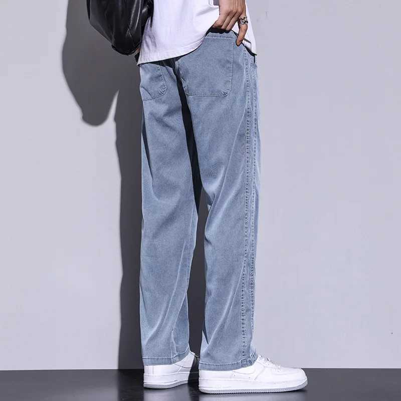 Men's Jeans Men's Summer New Ultra Thin Baggy Lyocell Soft Breathable Straight Trousers Elastic Waist Casual Trousers Plus Size M-5XL H26092 - view 5