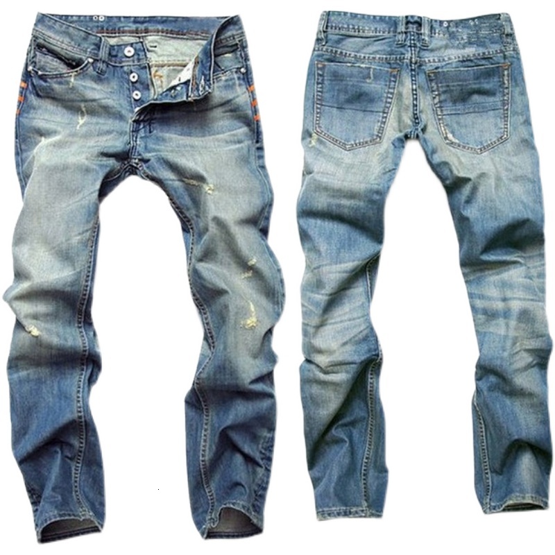 Fashionable Straight Leg Men's Denim Pants mid Waist Youth Style Summer Casual Breathable Comfortable Fit Jeans - view 5
