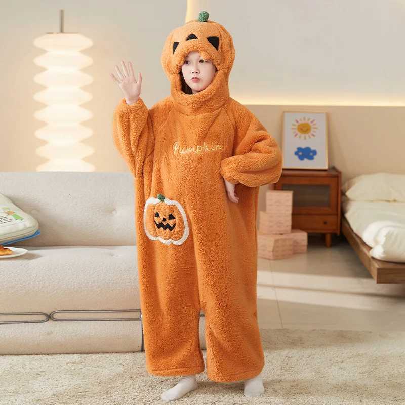 Sleep Lounge Women's Halloween Funny Pumpkin Pajamas One-piece Cral Fleece Thick and Warm Home Wear Autumn Winter for WomenC260924 - view 4