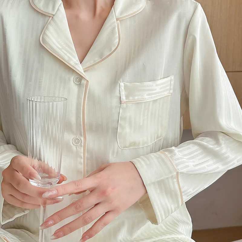 Sleep Lounge Women's Women's Ice Silk plus Size Long-Sleeve Top And Pants Set Comfortable Loose-Fit Stylish Loungewear OutfitC260924 - view 5