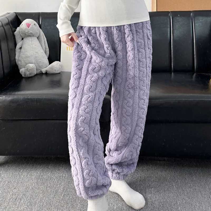 Lounge Women's Sleep Fall Winter Coral Fleece Womens Sleep Pants Plush Thickened Home Wear Warm Loungewear Cozy Comfort Soft PajamasC260924 - view 4