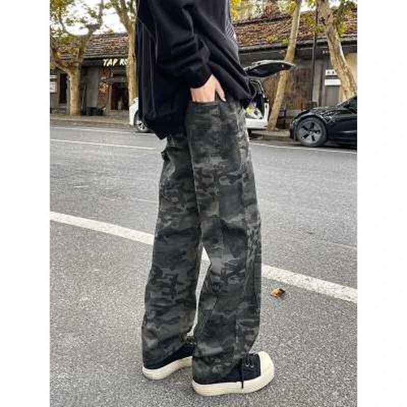 Men's Jeans American High Street Retro Waed Camouflage Men's Jeans Spring Autumn Trendy Hiphop Casual Flared Workwear Straight Leg Pants H26 - view 4
