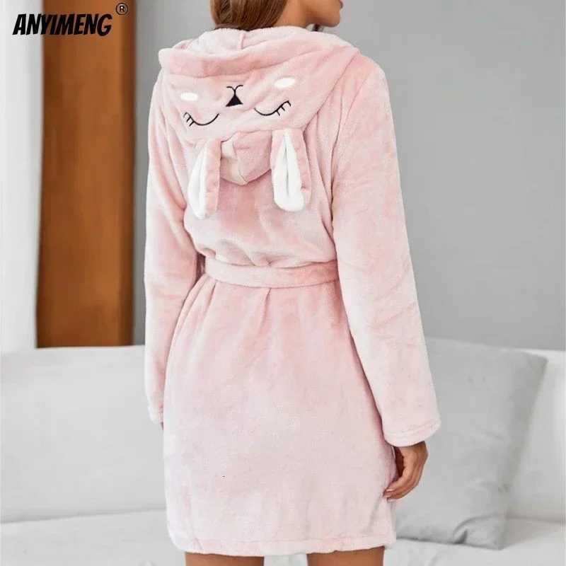 Sleep Lounge Women's Winter Women Robes Warm Flannel Lingeries Casual Hoodies Robe for Woman Thermal Bathrobe Leisure Long Sleeves Soft Nightwear - view 6